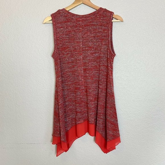 LOGO Lori Goldstein Space Dye Sweater Tank Top XS Sleeveless Guava Red A302429 - Picture 3 of 10
